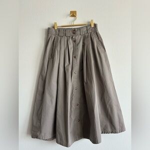 Vintage Saddlebred Pleated Button Front Midi Skirt Sage Green Khaki Pockets 12